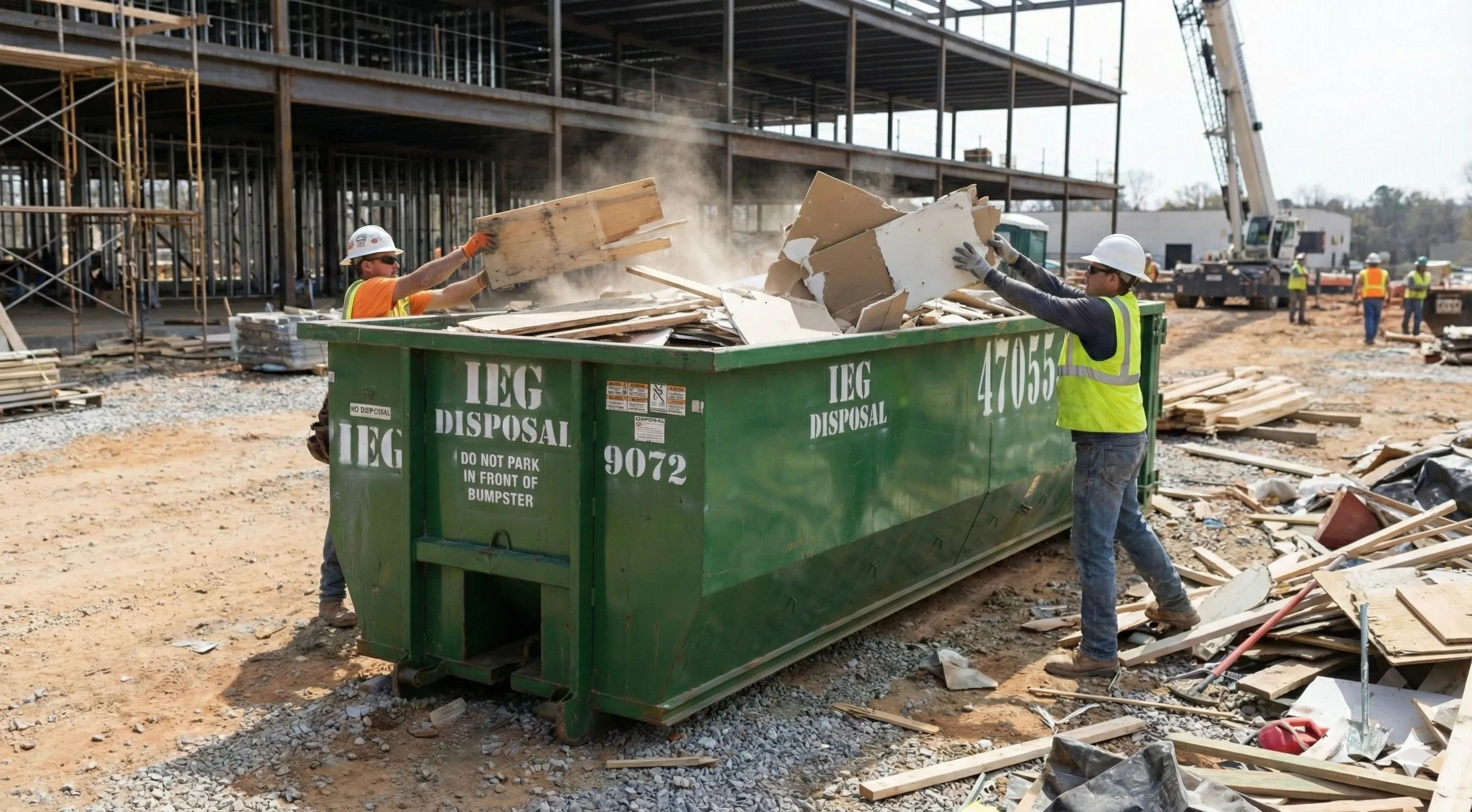 A couple placing an old couch in one of our dumpsters.